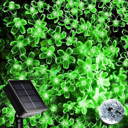 SHANTELE Solar Flower String Lights Outdoor Waterproof 60 LED Fairy Lights for Garden, Fence, Yard, Patio, Lawn, Christmas Tree, Green