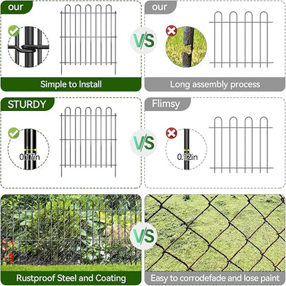 15 Panels Decorative Garden Fence, 32ft X 32in Rustproof Metal Animal Barrier Fence, No Dig Fence Garden Fence, Arched Flower Bed Edging Ornamental Wire Border Fencing for Outdoor Yard, Patio Decor