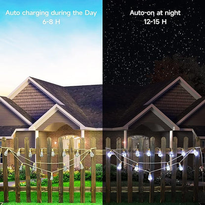 Solar Outdoor String Lights, 20Ft Vintage Rope Hemp Solar Patio Lights, Waterproof White Solar Powered String Lights With 8 Modes 16 Shatterproof Bulbs for Garden Yard Fence Stairs Balcony Café Bistro