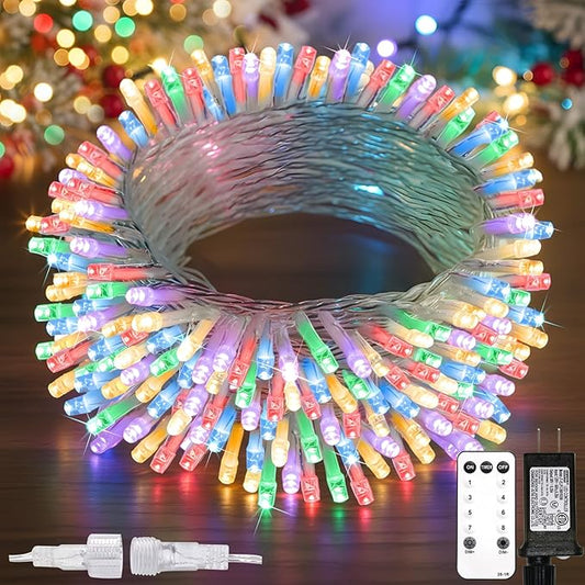 suddus Connectable Christmas Lights with Remote, Multicolor String Lights with Timer, 66ft 200 Led Fairy Lights Plug in for Xmas Tree, Bedroom, Yard, Garden, Party, Indoor, Outdoor Decorations