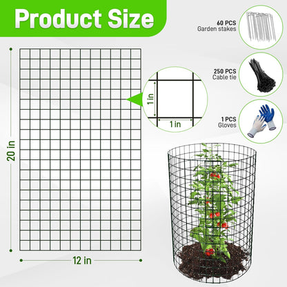 16pcs Plant Protectors from Animals, 20"x 12" Wire Plant Protector, Wire Cages for Plants with Stakes and Cable Ties, Metal Plant Cages for Plants, Vegetables, Flowers
