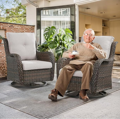 Patio Chair Cushions 6 Packs - Outside High Back Thick Water-Resistant Cushion 22x24 with Zipper Cover for Outdoor Glider Rocking Chairs Loveseat 3-Seater Couch Sofa – Beige/Buckle