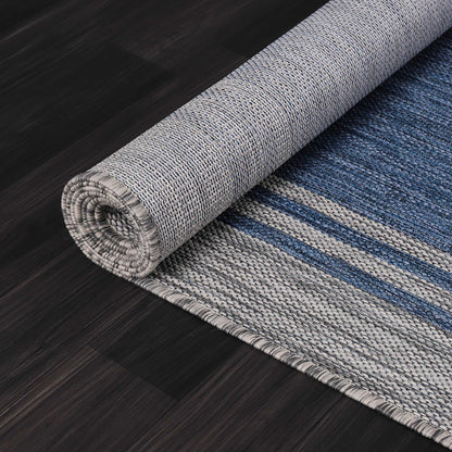 Bordered Outdoor Rug 5x7 Washable Outside Carpet for Indoor Patio Porch Waterproof Easy Cleaning Non Shedding Area Rugs Navy 5 x 7