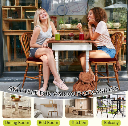 Chair Cushions for Dining Chairs, Indoor Chair Cushions with Ties，Waterproof Chair Pads Set of 6, Burgundy, 17x16x2.5 Inch