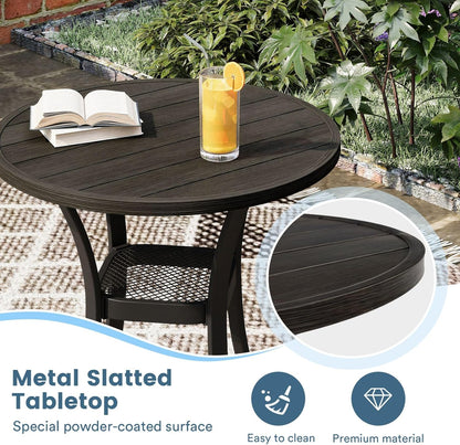 DIFY 27.6" Round Patio Dining Table, Outdoor Bistro Table with Rust Resistant Metal Frame, Ideal for Lawn, Backyard and Deck, Dark Grey