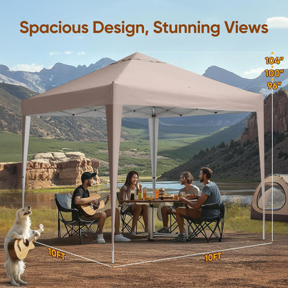 Quictent 10x10 Pop Up Canopy Tent, Instant Setup Gazebo for 1 Person, Portable & Compact, Waterproof & UV Protection, Ideal for Camping, Beach, Parties, and Outdoor Events