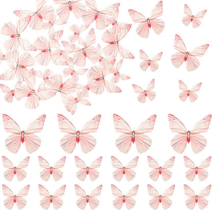 Ephlyn 72Pcs Edible Butterflies for Cake Decorating Pink Butterfly Cake Decorations Pink Butterflies Cupcake Toppers for Wedding Birthday Anniversary Flower Themed Party Supplies