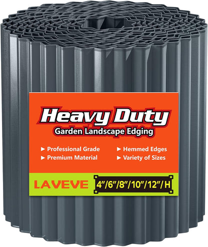 LAVEVE Corrugated Metal Garden Edging 12" x 20Ft, Landscape Edging Border for Lawn, Flower Bed, Garden Fence, Paver Edging (Dark Gray)