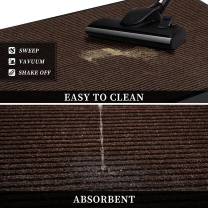 Profile Rubber Door Mat, 47x31inch, Heavy Duty, Entrance Doormat, Indoor and Outdoor, Waterproof, Easy Clean Shoe Scraper, Home Rug Welcome Mats for Entryway, Patio, Porch, Brown