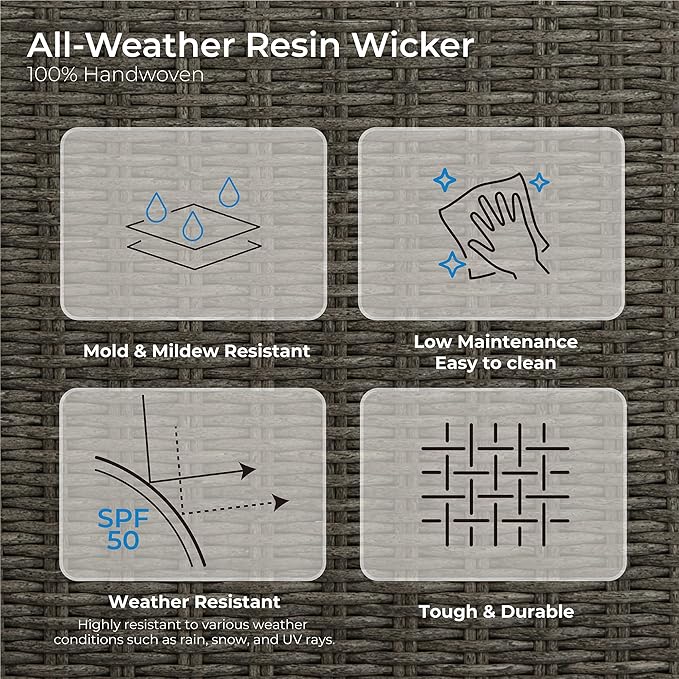 CHITA Patio Wicker Chair, 360° Rocking Swivel Outdoor Rattan Chair with Thickened Cushions for Backyard, Poolside, Garden or Porch