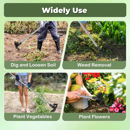 Weed Puller Tool with Long Handle, 60" Manual Weeding Tools Gardening, 2 in 1 Hand Weed Rake and Hoe Garden Weeder Tool, Uprooting Pulling Weed Remover Tool for Yard, Patio, Lawn and Garden