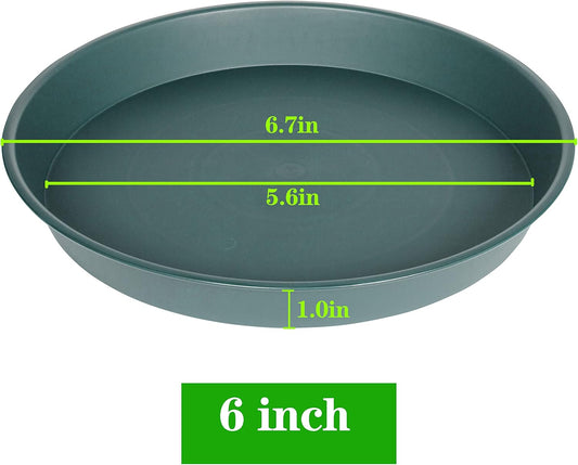 6 Pack Plant Saucer Tray Green, 4 6 8 10 12 13 15 17 19 inch Pot Saucers, Heavy Duty Plastic Plant Saucers for Indoors, Plant Drip Tray, Plant Trays for pots Planter (6", Green)