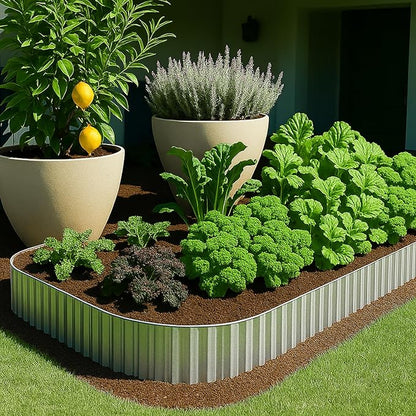 Bonviee 8” x 20’ Metal Landscape Edging Border Kit, Corrugated Garden Edging for Flower Bed, Lawn, Walkways, No Dig Paver Edging for Landscaping, Durable Garden Border Edging (Silver, 8In x 20Ft)