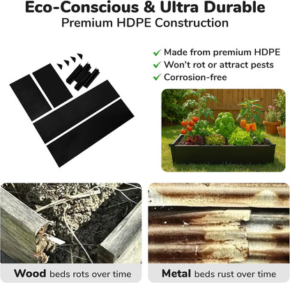 Raised Garden Bed - 2x4 ft Planter Box - Black HDPE - No Tools Needed - DIY Kit for Urban Gardening, Flowers, Herbs & Vegetables - Made in The USA