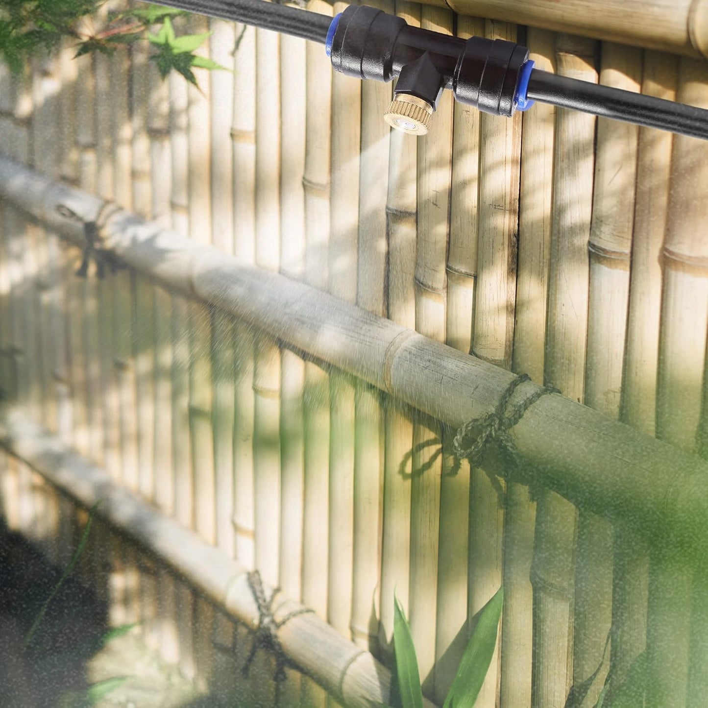 Mornajina Automatic Drip Irrigation Kits Garden Irrigation System, Includes 66FT 1/4 inch Irrigation Tubing Hose & 26Pcs Mist Nozzles Tee & 26Pcs Brass Misting Nozzles for Garden Watering System