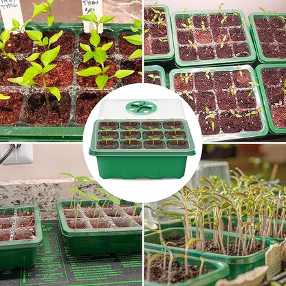 Halatool 4 Pack Seed Starter Tray with 50 PCS Peat Pellets, 48 Cells Green Seeding Starter Trays for Organic Seed Stater Soil Pods for Planting Vegetables Plants Flowers - Starting Seeds Kit