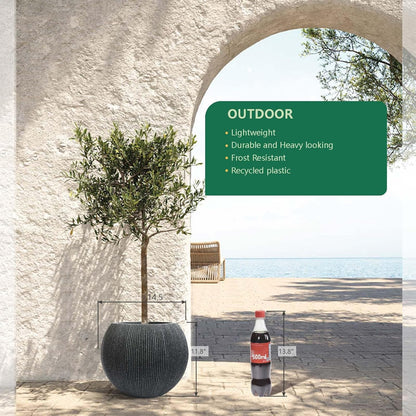 11.8 H x 14.5" Dia (10" Pot Opening) Plastic Round Black Planters for Outdoor Plants, Resin Flower Pot for Indoor and Outdoor Plants, Plant Pot with Drainage Holes and Plug for Home Patio Garden