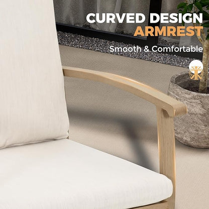 HAPPATIO Aluminum 9 Piece Patio Dining Set, Outdoor Swivel Dining Chairs and Dining Table, Aluminum Outdoor Dining Set for 8, Patio Dining Furniture with Washable Cushions (Beige)