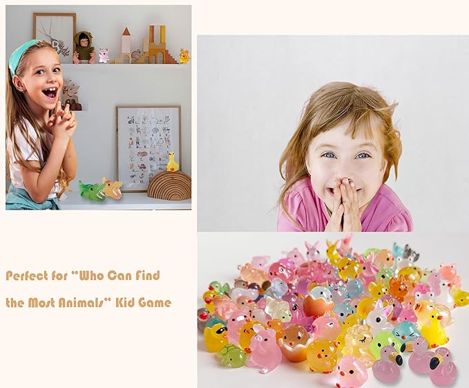 100 Pcs Luminous Mini Resin Animals, Glow in The Dark Tiny Ducks for Miniature Garden, Fairy Garden, Fish Tank and Home Décor