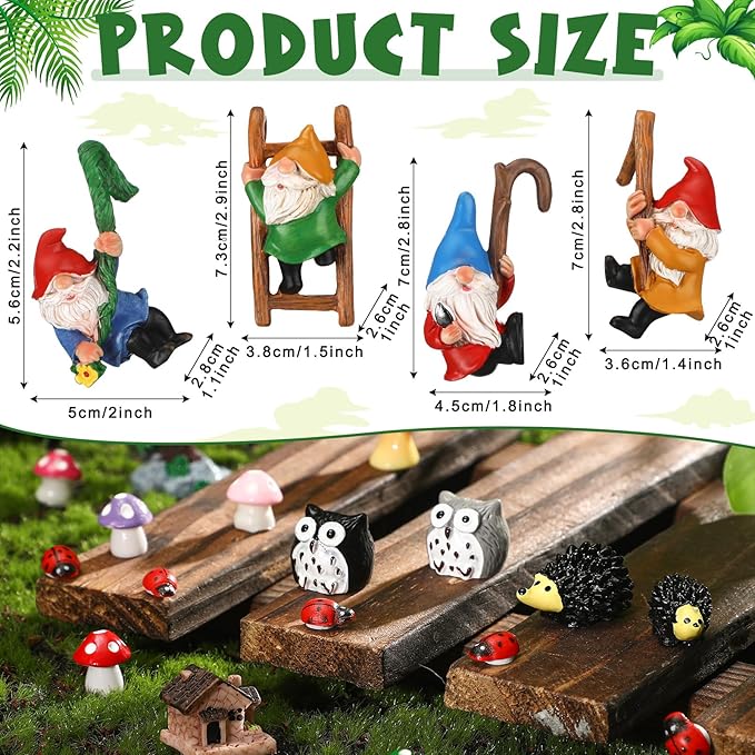 Jetec Gnomes Fairy Resin Statues Miniature Garden Accessories Mini Dwarf Figurine Fairy Miniature Ornament DIY Kit Micro Landscape Ornaments for Outdoor Indoor Patio Yard Lawn Garden ﻿ (Climb Gnomes)
