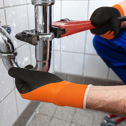 Schwer 2 Pairs Waterproof Work Gloves for Men and Women CR3306, Gardening Gloves with Double Latex Coated, Non-slip Working Gloves for Garden, Outdoor Construction, Car and Fish Cleaning, L