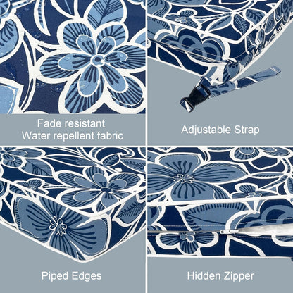 LVTXIII Patio Chair Cushions 22"x22"x3", Water-Repellent Outdoor Seat Cushions for Patio Furniture, Square Chair Pads with Ties for Home Garden Decoration, Set of 2, Flower Navy