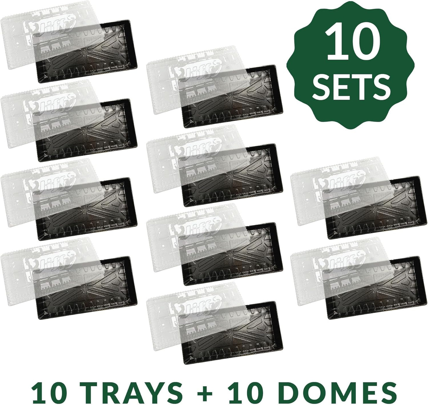 Jiffy Seed Starting Tray Seed Starter Kit with Humidity Dome - 10 Trays and Domes