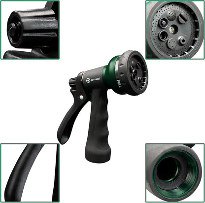 AUTOMAN-Garden-Hose-Nozzle, ABS Water Spray Nozzle with 7 Adjustable Watering Patterns, Slip Resistant for Watering Plants, Lawn& Garden, Washing Cars, Cleaning, Showering Pets & Outdoor Fun.