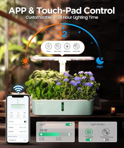 LetPot LPH-Air Hydroponics Growing System Kits, APP & WiFi Controlled Smart Indoor Garden with 24W Grow Light Full Spectrum, 10 Pods Planter Indoor Gardening for Gifts, Kitchen, Vegetable (Green)
