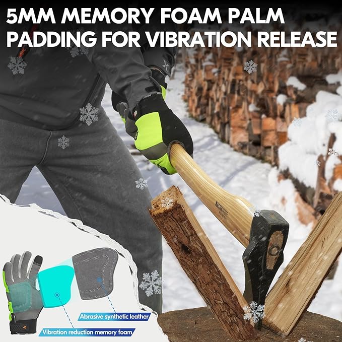 Vgo... 1Pair 5℃/41°F Winter Work Gloves Men, Cold Weather Waterproof Safety Work Gloves,Cold Storage or Freezer Glove
