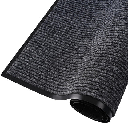 fani Heavy Duty Large Outdoor Indoor Entrance Black Doormat Waterproof Low Profile Entrance Rug Front Door Mat Patio Anti-Skid Rubber Back, 48x120 inch (Gray)