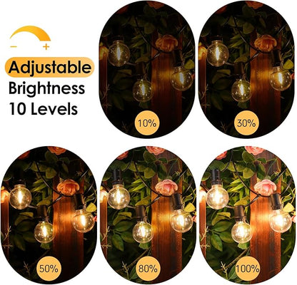 Mlambert 96FT(2x48FT) Solar String Lights with Remote, Outdoor Waterproof Patio Lights with 36 LED Shatterproof G40 Bulbs(2 Spare) for Yard-Black Wire