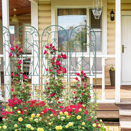 4 Pack Metal Garden Trellis for Climbing Plants,Green Metal Garden Trellis for Vines Plant Rose Vegetable Support,Large Decorative Outdoor Trellis