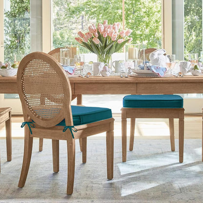 Outdoor Sunbrella Round Corner Seat Cushion, 17"x16"x2", Set of 4, Non Slip Seat Cushion Pads with Removable Cover for Patio Furniture, Garden Yard Lawn, Spectrum Peacock