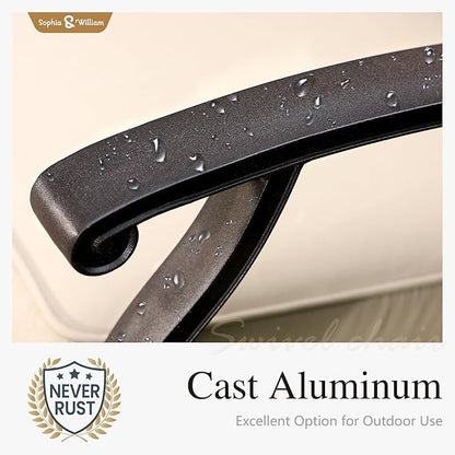 Sophia & William 7 Pieces Cast Aluminium Patio Bar Set for 6, Round Outdoor Bar Height Table and Swivel Bar Stools, Patio High Top Pub Set with Bar Counter Height Chairs and 2.2" Umbrella Hole