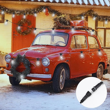LED Christmas Lights, 50FT Patio Lights with 16Pcs Shatterproof S14 Bulb(1 Spare), 4 Lighting Mode, Connectable, Waterproof White Edison Plastic Bulb Hanging Light for Yard Gazebo Porch Décor