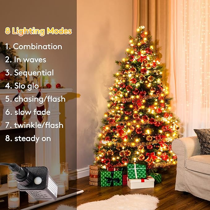 BlcTec Christmas Lights 800 LED 272FT Christmas Tree Lights with 8 Modes, Waterproof, Timer and Connectable Christmas String Lights for Indoor Outdoor Xmas Decorations, Warm White