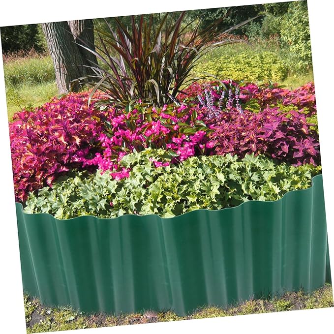 2 Rolls Reusable Plastic Lawn Border Fence Flexible Landscape Edging Kit for Garden Beds and Balconies Decorative Plant Fence Easy DIY Green Garden Trim