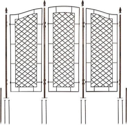 H Potter Large Garden Trellis for Climbing Plants Wrought Iron Metal 3 Panel Ivy Garden Privacy Screen Patio Deck GAR573L