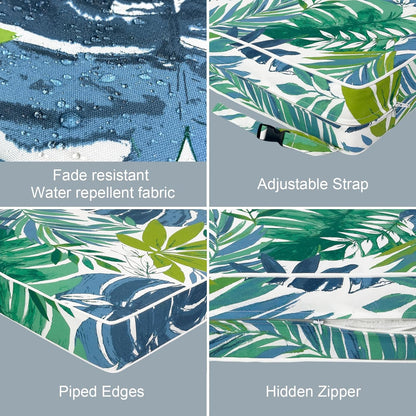 LVTXIII Patio Chair Cushions 19"x19"x3", Water-Repellent Outdoor Seat Cushions for Patio Furniture, Square Chair Pads with Ties for Home Garden Decoration, Set of 2, Islamorada Blue Green