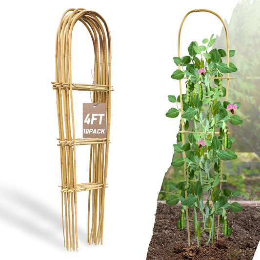 Avalution 10 Pack Bamboo U Trellis for Climbing Plants, 4 FT Garden Ladder Trellis for Potted Plants Indoor, Ladder Small Plant Support Trellis for Houseplants Ivy Hoya Vine Monstera