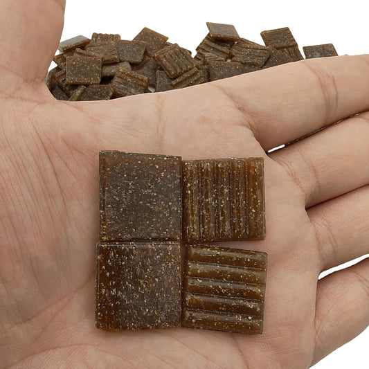 3/4 inch Quartz Glass Mosaic Tiles for Crafts, 1.1 LB, Square Mosaic Pieces for DIY Picture, Home Mosaic Decoration (Coffee)