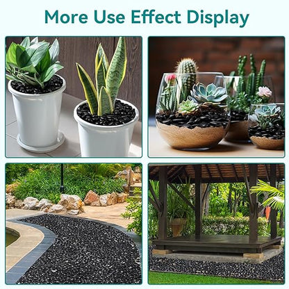 30 lbs Black Rocks for Planters, 1"-2" Decorative Rocks for Potted Plants, Polished Garden Stones for Outdoor Landscaping, Walkways, Yard, River Rocks for Flower Pots, Vase