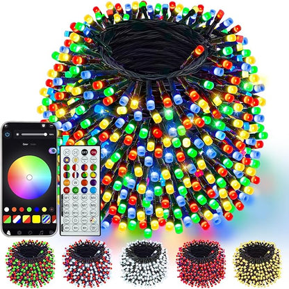 600LED Smart Color Changing Christmas Lights App Controlled, 208FT Waterproof RGB Twinkle String Light Music Sync Multiple Modes, Christmas Lights with Remote & Timer Indoor Outdoor Xmas Decorations