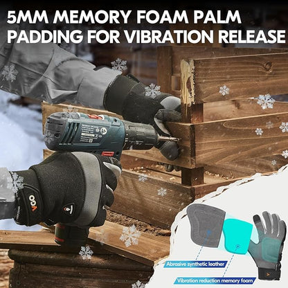 Vgo... 1Pair 5℃/41°F Winter Work Gloves Men, Cold Weather Waterproof Safety Work Gloves,Cold Storage or Freezer Glove