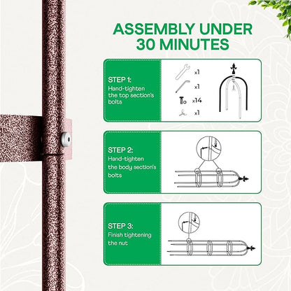 Idzo Trellis for Climbing Plants Outdoor, Garden Trellis Steel, Obelisk Design Stone-Look Finish, 2025 Bronze Color, Vertical Support for Climbing Plants, Decorative for Outdoor & Indoor Use