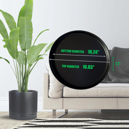 Ceramic Plant Saucer Pot Tray 10 Inch, Planter Saucers 4 5 6 7 8 9 10 11 12 13 Inch for Indoors Outdoor, Durable Sturdy Flower Drainage drip Water Tray for Glazed Pots Base (10.7 Inch-Black)