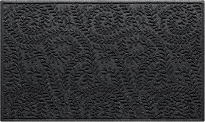 WaterHog Indoor/Outdoor Use Door Mat, 3' x 5', Made in USA, Welcome Mat for Front Door, Durable, Water-Trapping Floor Rug, Decorative, Skid-Resistant Entryway Rug, Boxwood Collection, Charcoal