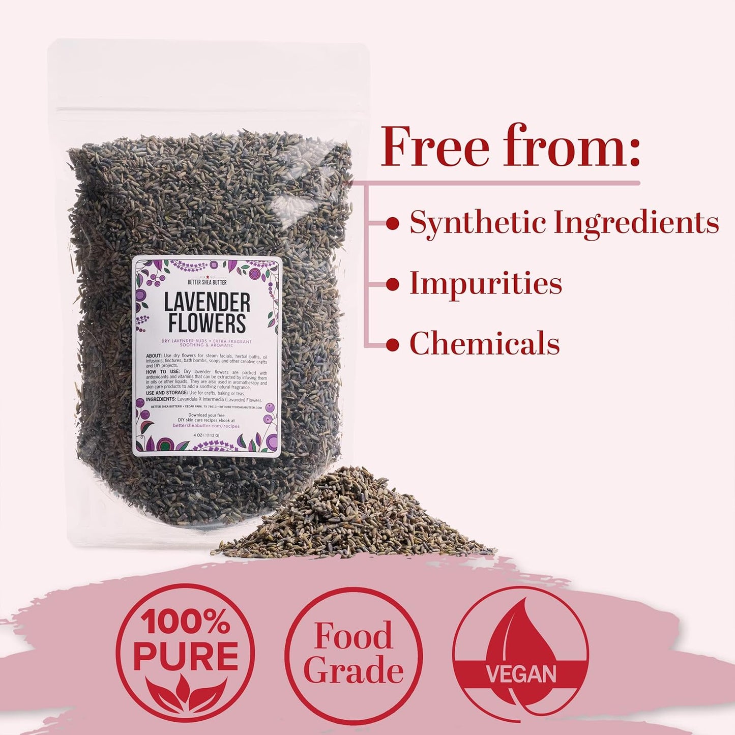 Lavender Buds Food Grade | Bulk Dried Lavender Flowers for Soap Making and Cooking - Edible Lavender for Tea and Drinks- Make Lavender Sachets, Bath Salts