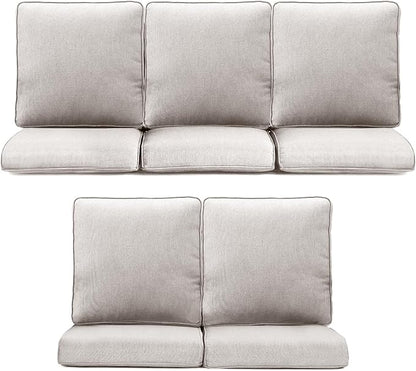 Patio Chair Cushions 5 Packs - Outside 22x24 High Back Water-Resistant Cushion with Zipper Cover for Outdoor Glider Rocking Chairs Loveseat 3-seat Couch Sofa – Beige/Regular